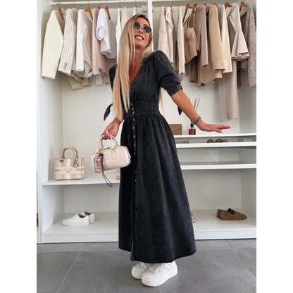 MAELLE– Elegant V-Neck Midi Dress